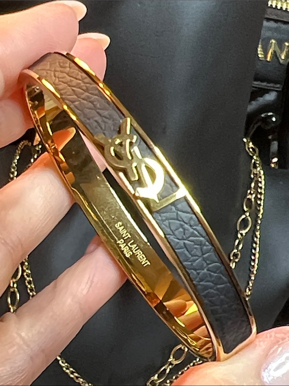 Black and Gold Logo Cuff Bracelet